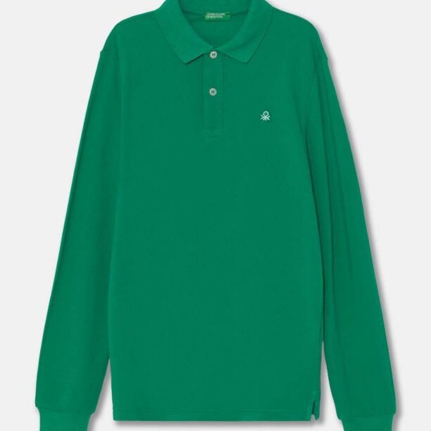 United Colors of Benetton longsleeve din bumbac pentru copii culoarea verde