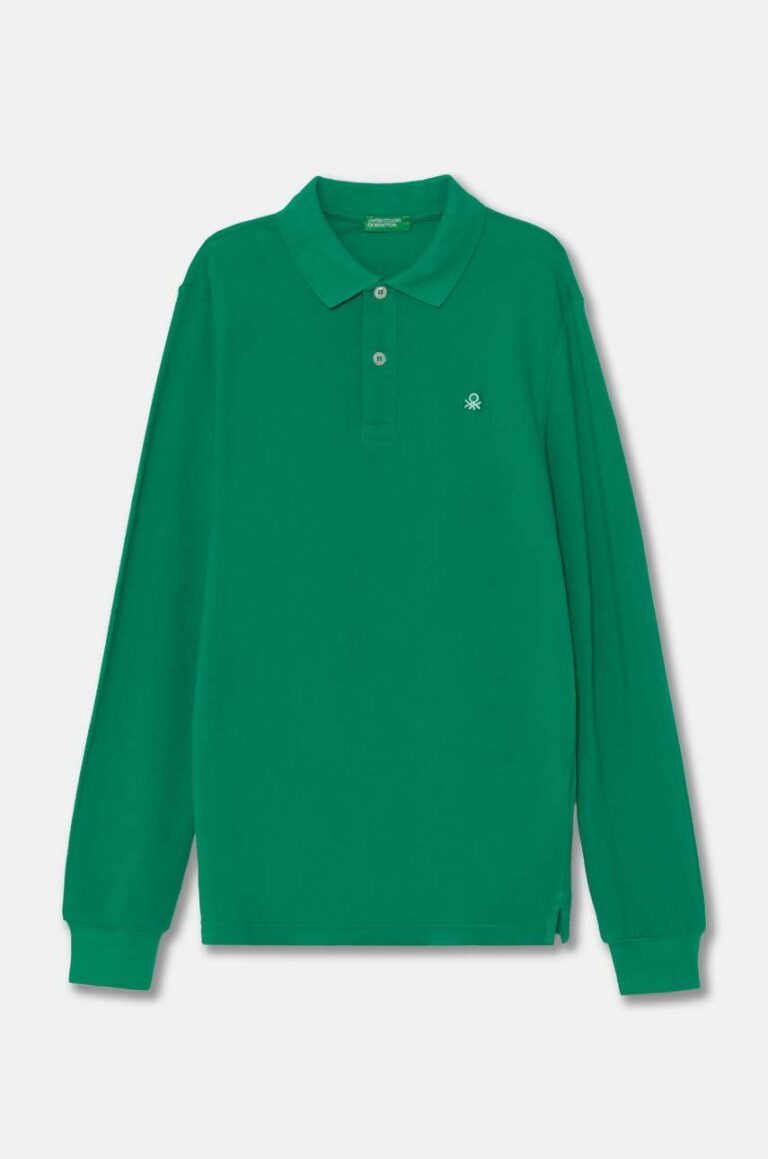 United Colors of Benetton longsleeve din bumbac pentru copii culoarea verde