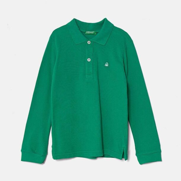 United Colors of Benetton longsleeve din bumbac pentru copii culoarea verde