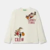 United Colors of Benetton longsleeve din bumbac pentru copii x Looney Tunes culoarea bej