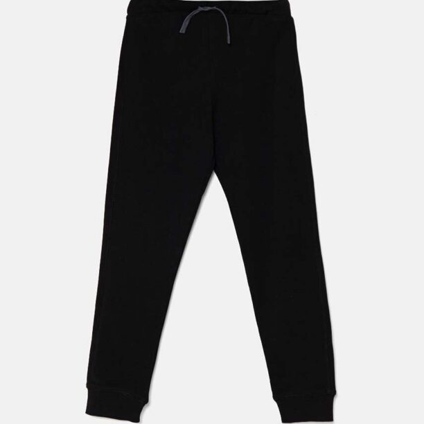 United Colors of Benetton pantaloni de bumbac pentru copii culoarea negru