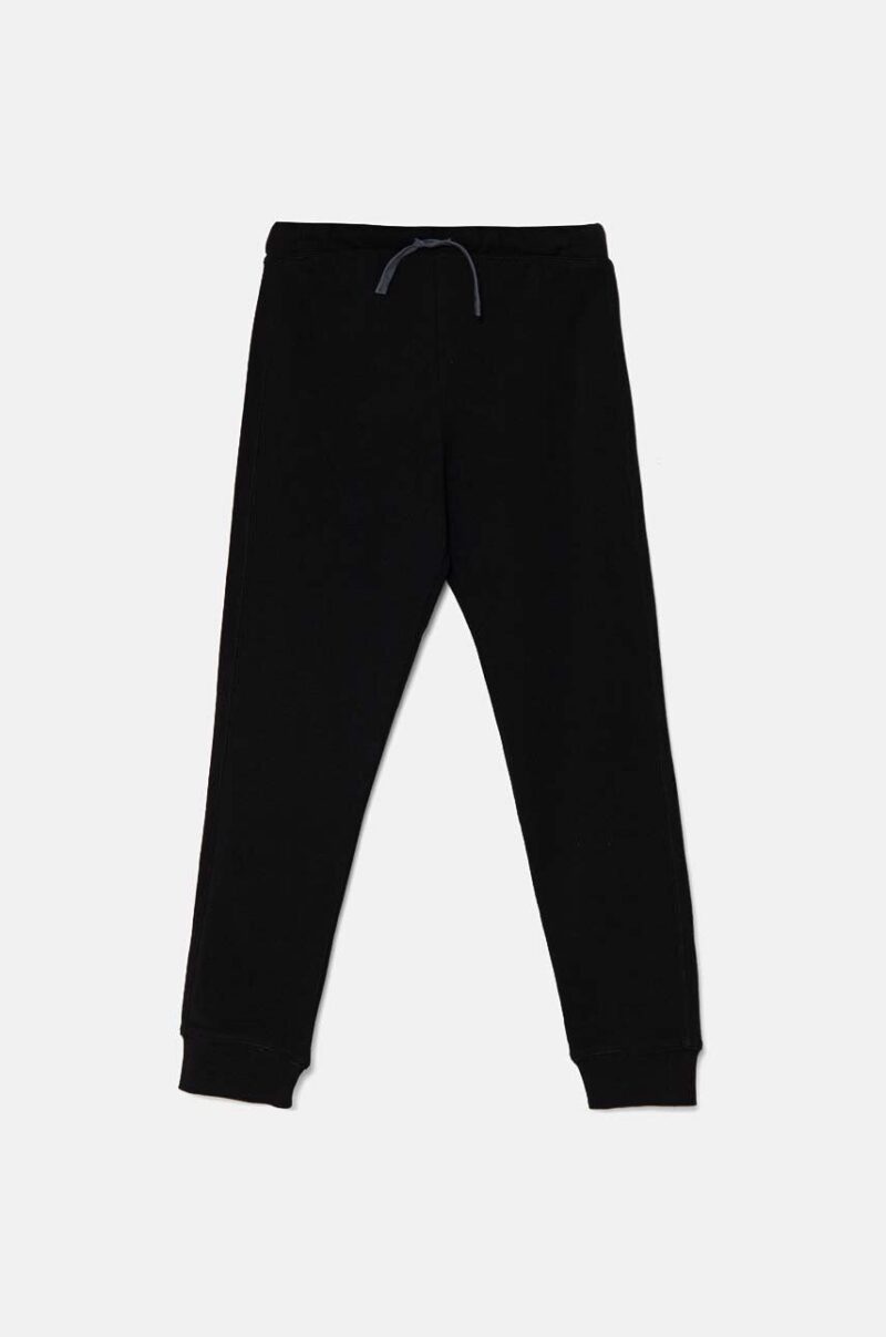 United Colors of Benetton pantaloni de bumbac pentru copii culoarea negru