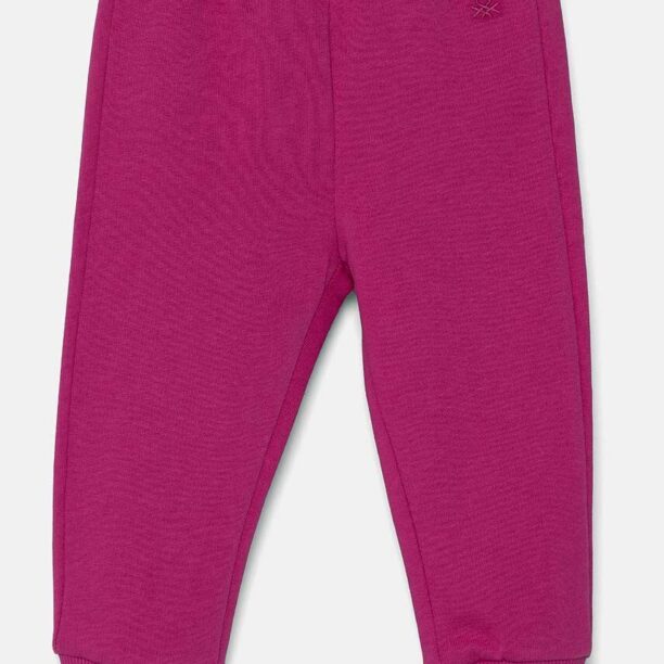 United Colors of Benetton pantaloni de trening din bumbac pentru copii culoarea roz