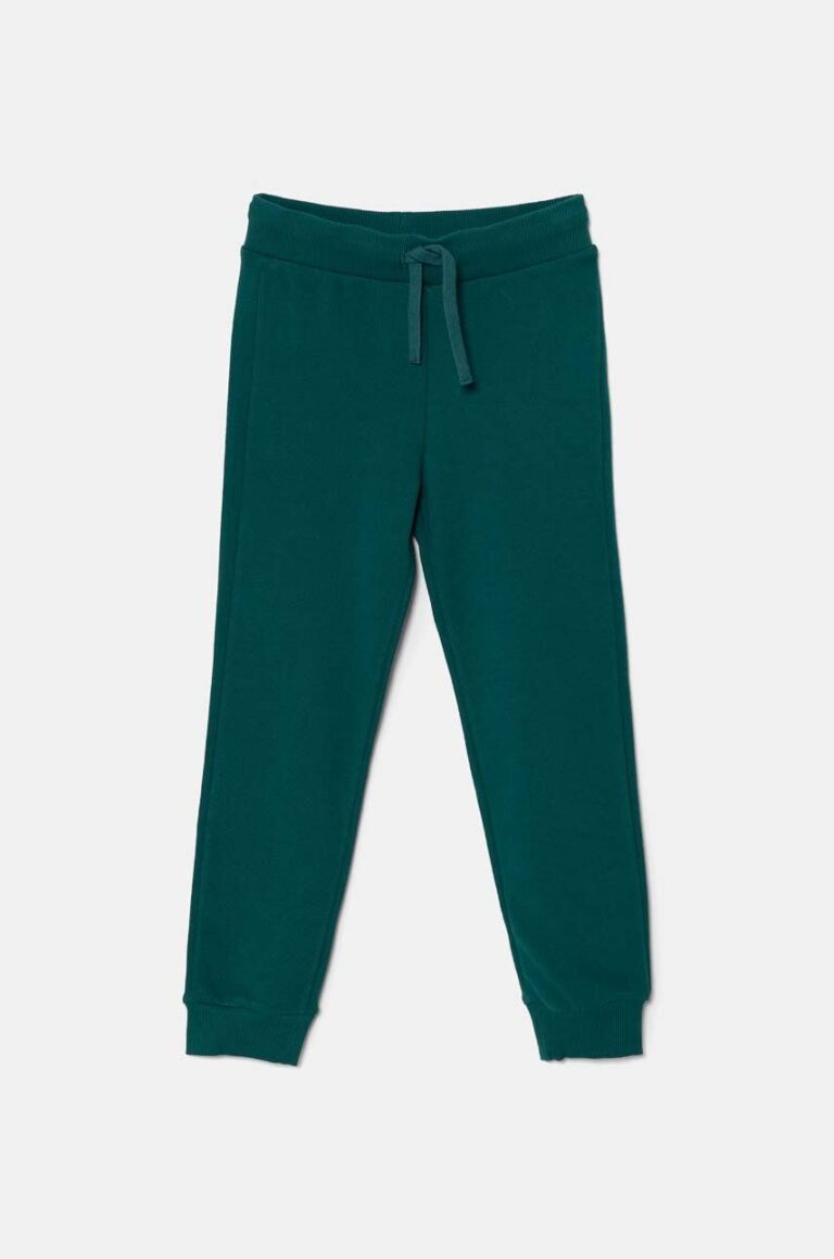 United Colors of Benetton pantaloni de trening din bumbac pentru copii culoarea verde