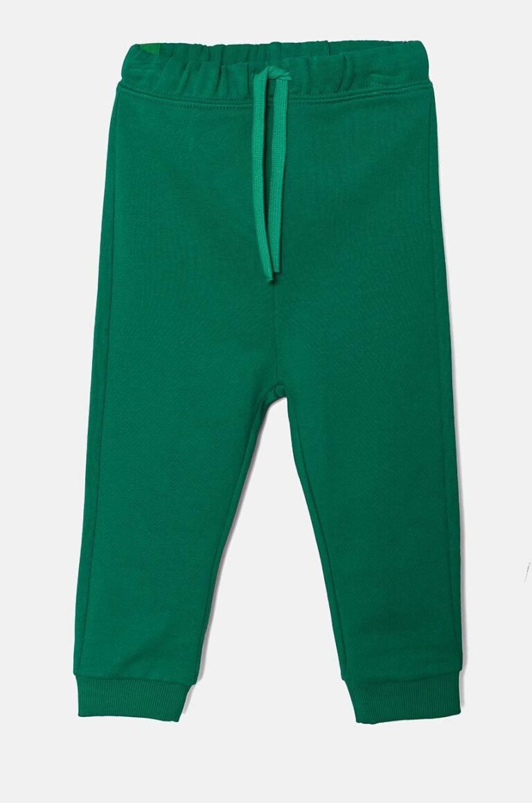 United Colors of Benetton pantaloni de trening din bumbac pentru copii culoarea verde