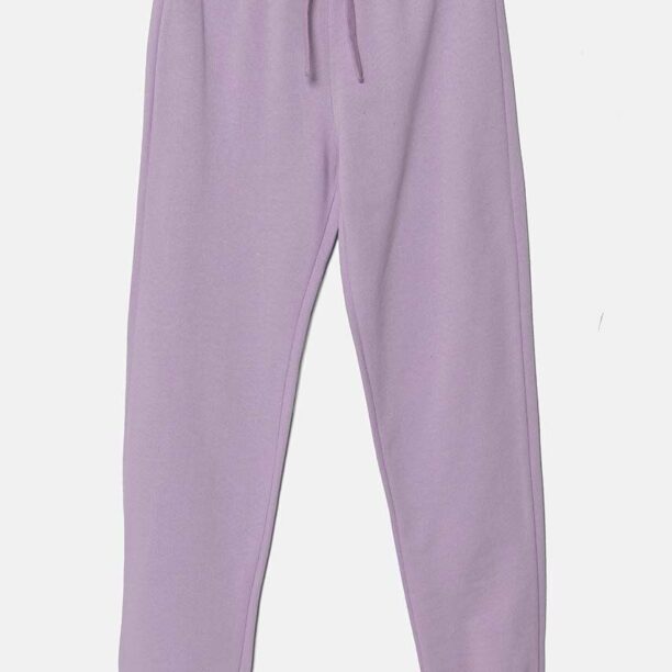 United Colors of Benetton pantaloni de trening din bumbac pentru copii culoarea violet