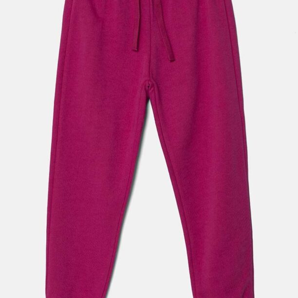 United Colors of Benetton pantaloni de trening din bumbac pentru copii culoarea violet