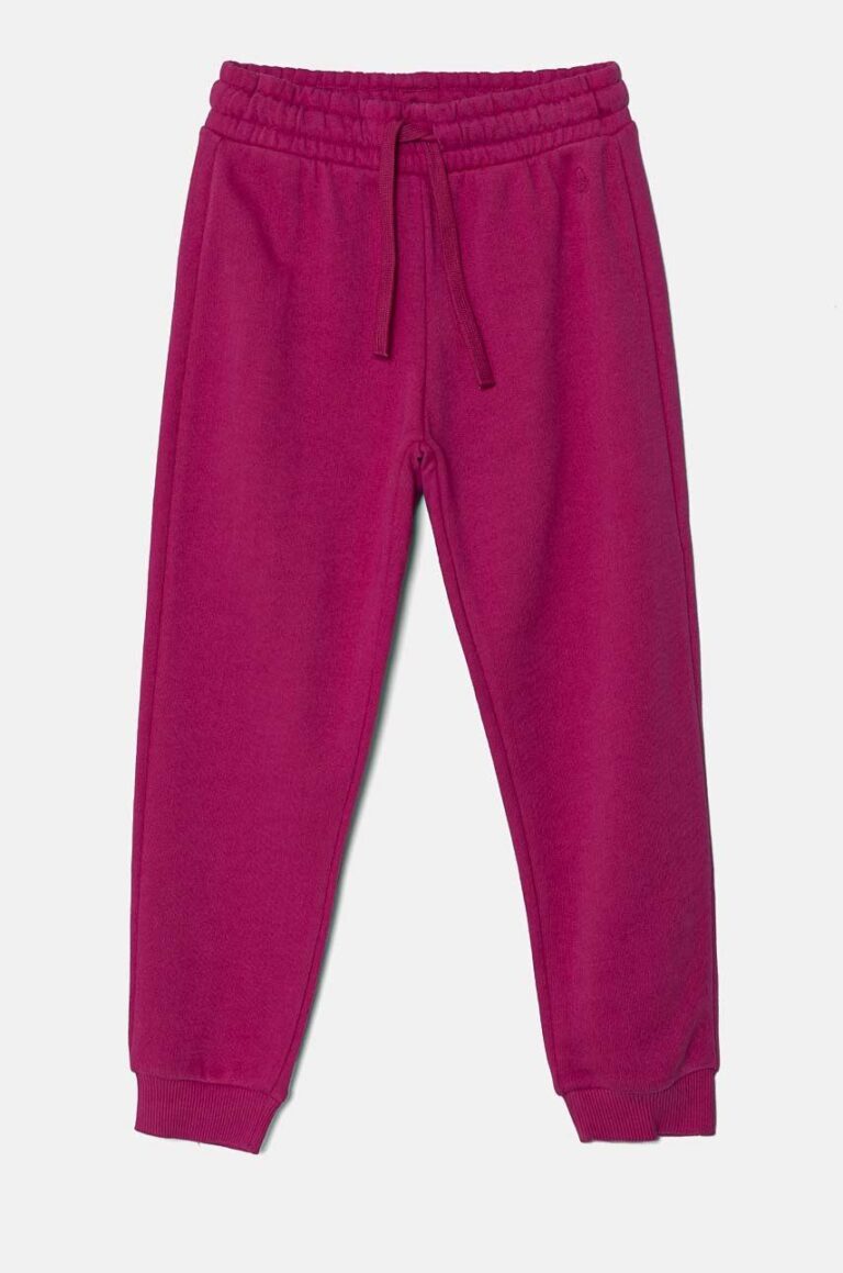 United Colors of Benetton pantaloni de trening din bumbac pentru copii culoarea violet