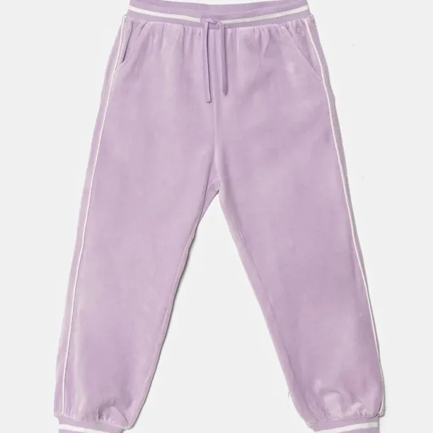 United Colors of Benetton pantaloni de trening din velur pentru copii culoarea violet