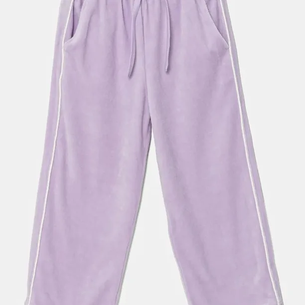 United Colors of Benetton pantaloni de trening din velur pentru copii culoarea violet