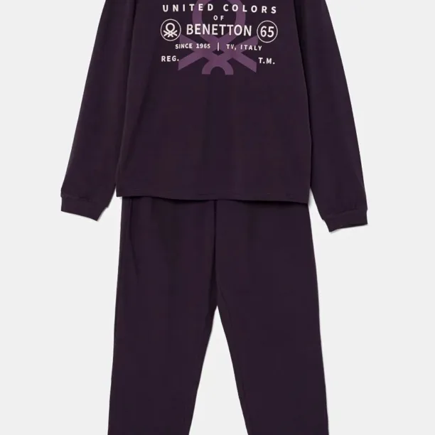 United Colors of Benetton pijama copii culoarea violet