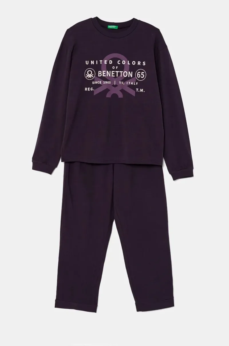 United Colors of Benetton pijama copii culoarea violet