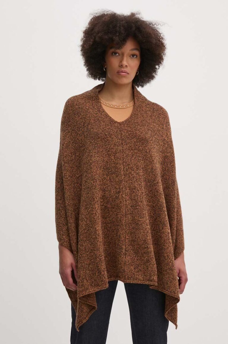 United Colors of Benetton poncho de lana culoarea maro