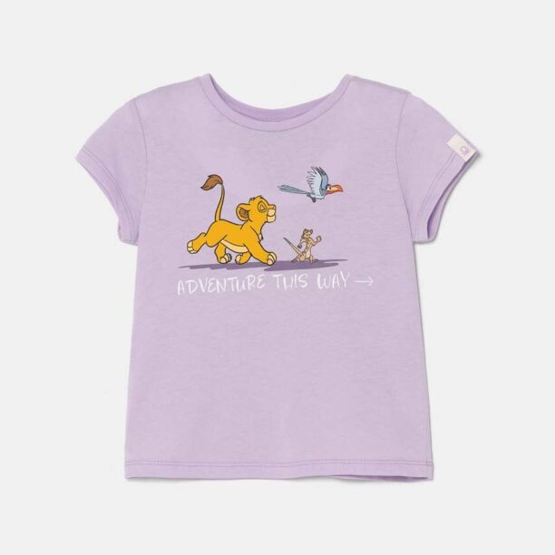 United Colors of Benetton tricou de bumbac pentru copii culoarea violet