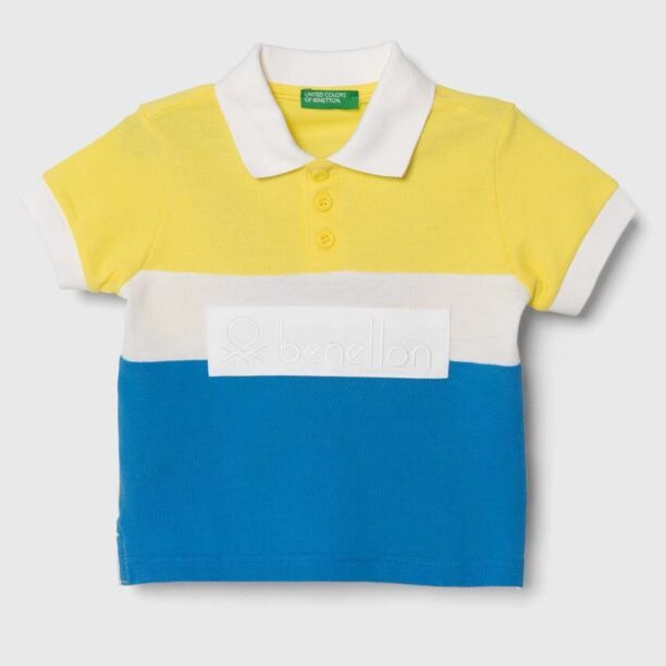 United Colors of Benetton tricouri polo din bumbac pentru copii culoarea galben