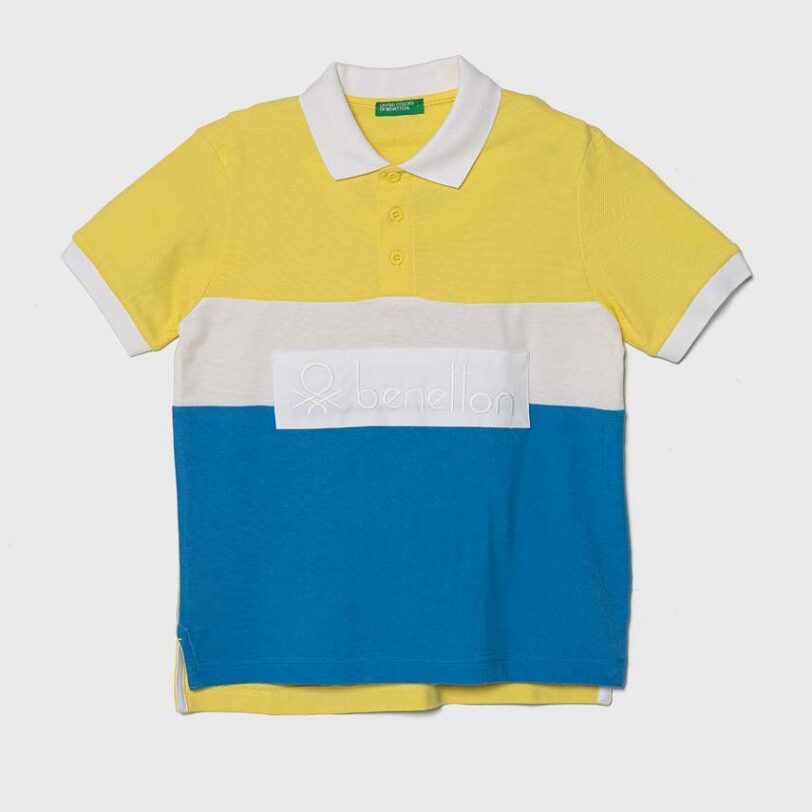 United Colors of Benetton tricouri polo din bumbac pentru copii culoarea galben