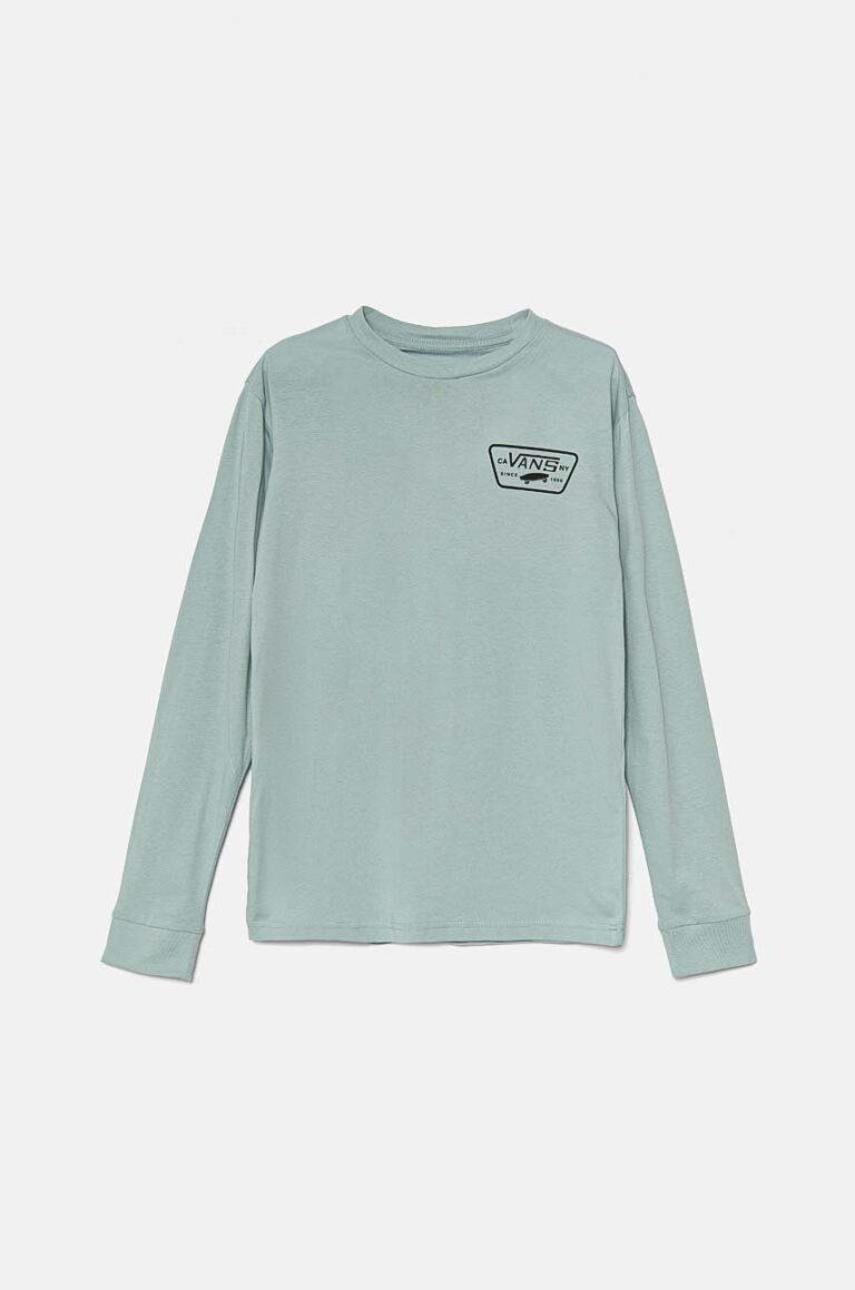 Vans longsleeve din bumbac pentru copii Full Patch Back culoarea turcoaz