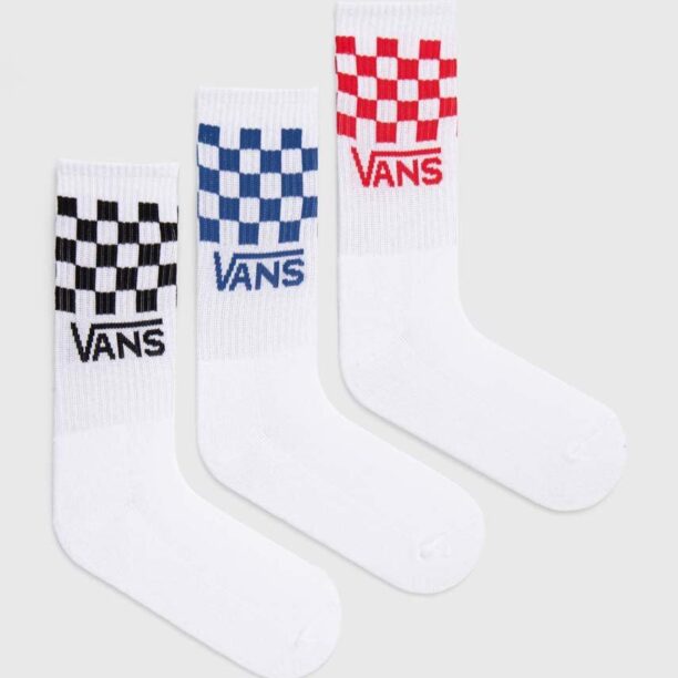 Vans sosete copii DROP CLASSIC CHECK CREW SOCK culoarea alb