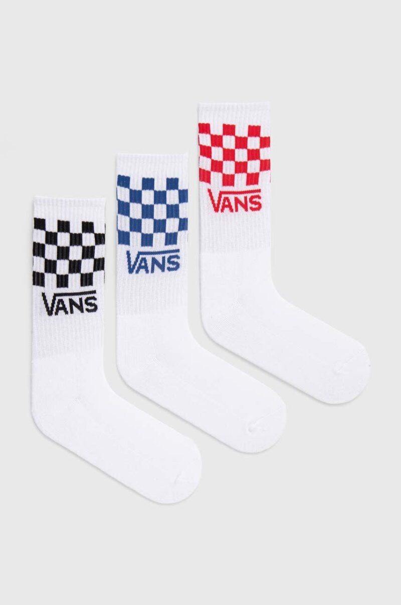 Vans sosete copii DROP CLASSIC CHECK CREW SOCK culoarea alb