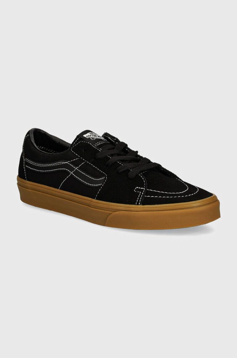 Vans tenisi din piele intoarsa SK8-Low culoarea negru