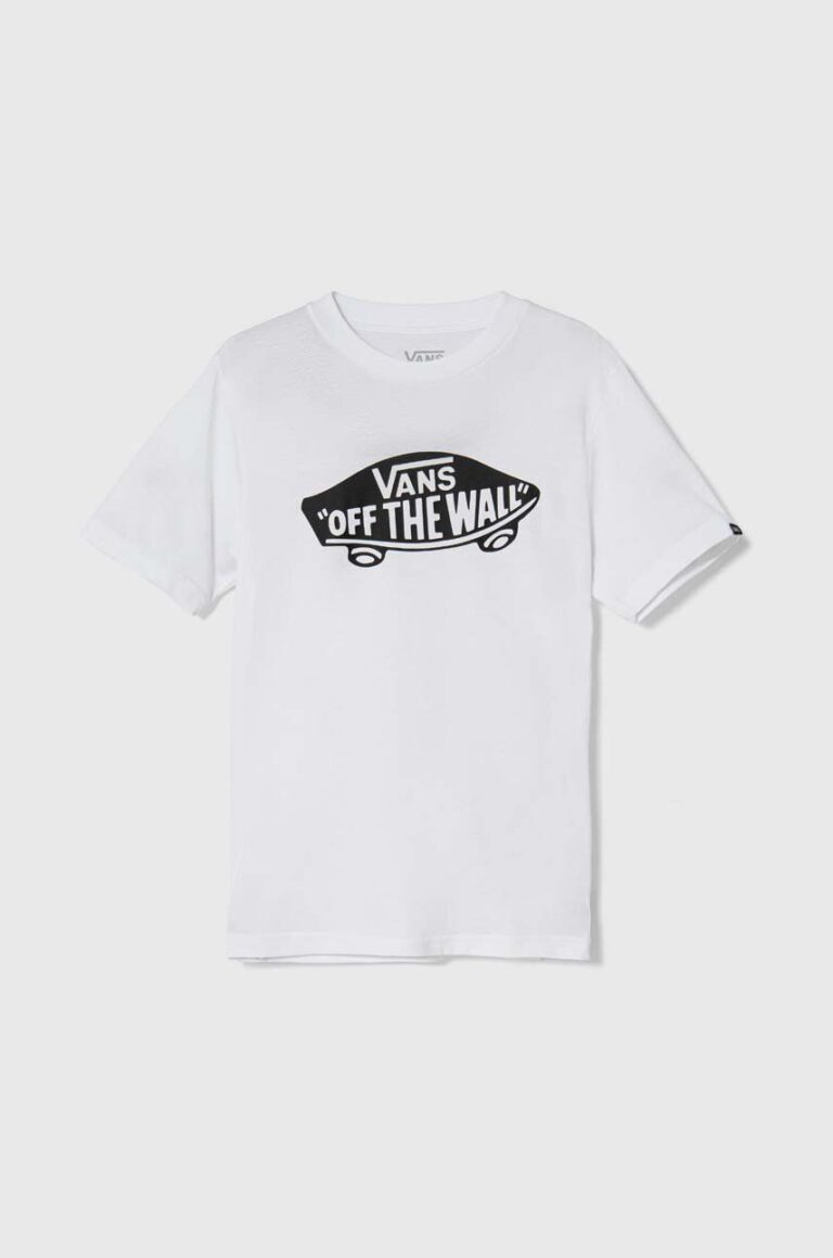 Vans tricou de bumbac pentru copii STYLE 76 culoarea alb