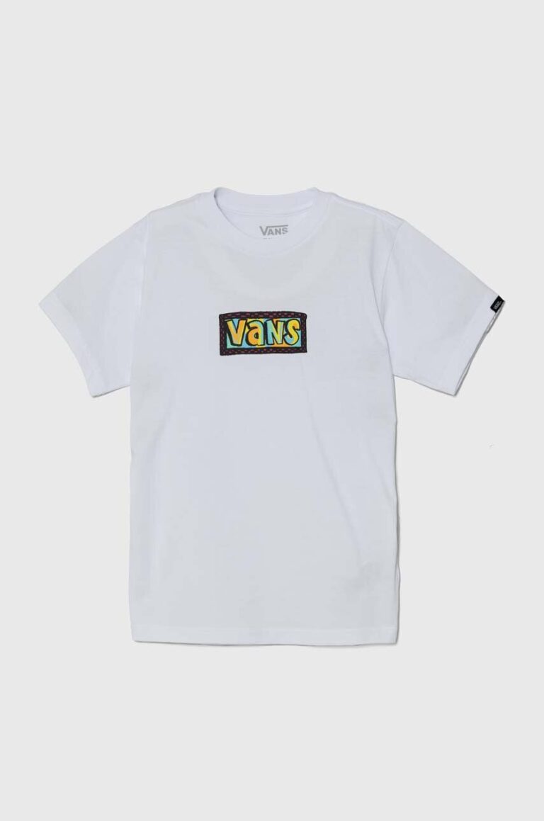 Vans tricou de bumbac pentru copii Scribble culoarea alb