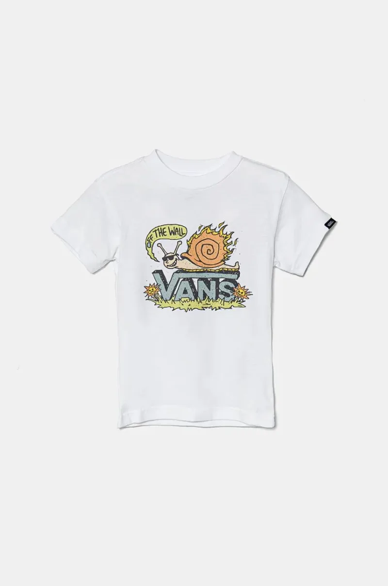 Vans tricou de bumbac pentru copii Sick Snaily culoarea alb