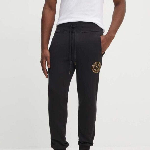 Versace Jeans Couture pantaloni de trening din bumbac culoarea negru