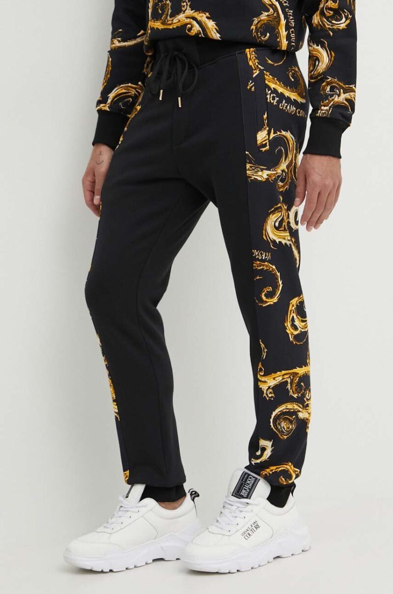 Versace Jeans Couture pantaloni de trening din bumbac culoarea negru