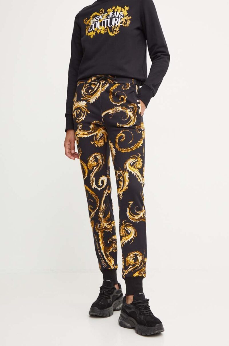 Versace Jeans Couture pantaloni de trening din bumbac culoarea negru