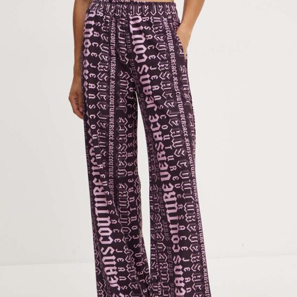 Versace Jeans Couture pantaloni de trening din bumbac culoarea violet