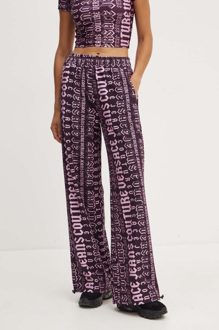 Versace Jeans Couture pantaloni de trening din bumbac culoarea violet