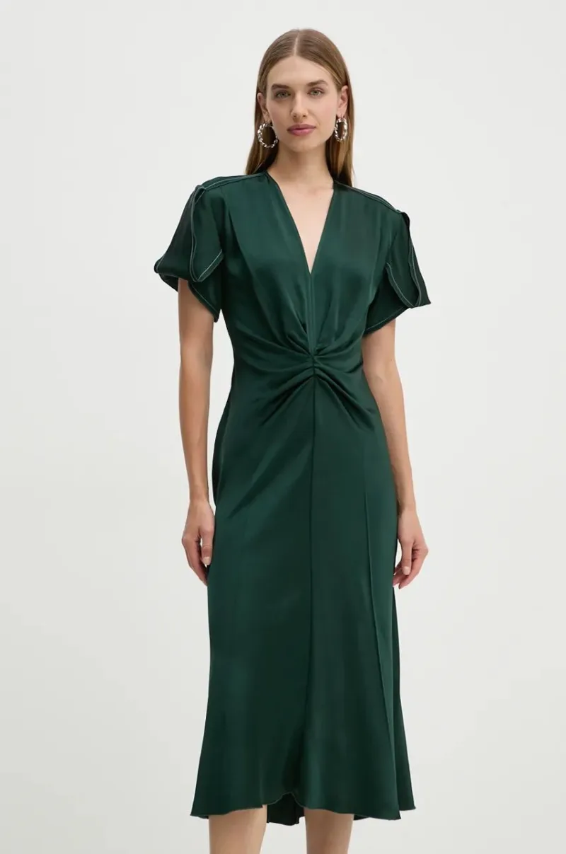 Victoria Beckham rochie culoarea verde