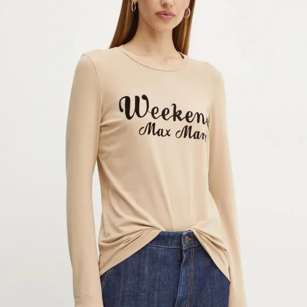 Weekend Max Mara longsleeve din bumbac culoarea bej