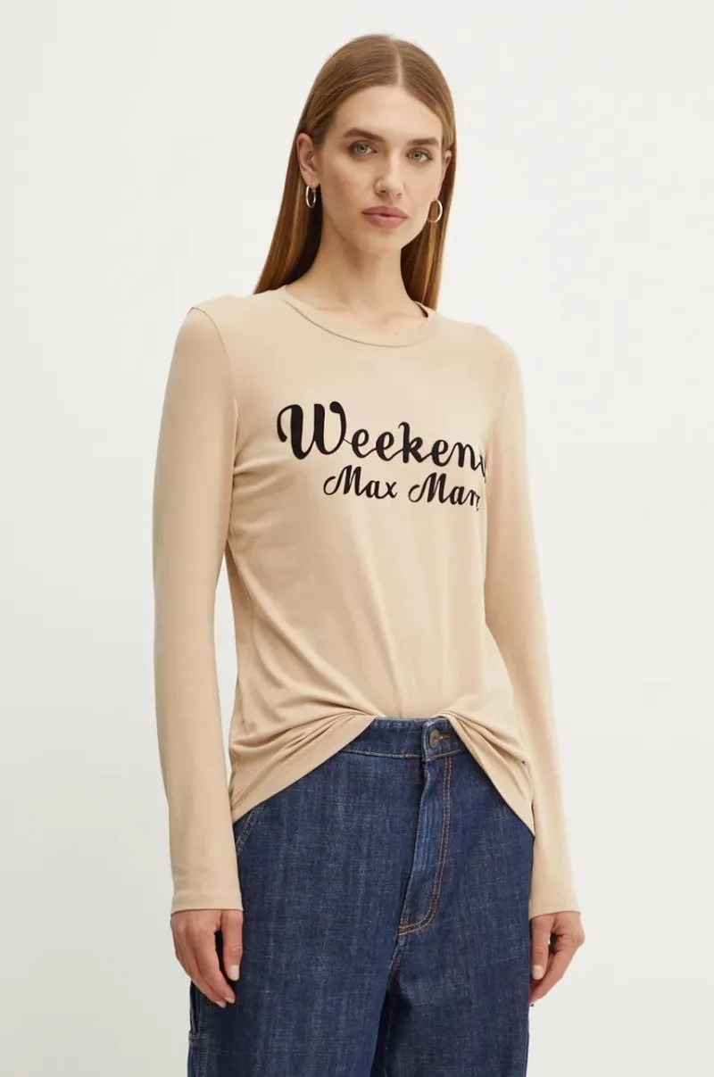 Weekend Max Mara longsleeve din bumbac culoarea bej