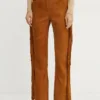 Weekend Max Mara pantaloni de piele întoarsă Joy Road x Lucy Hale culoarea maro