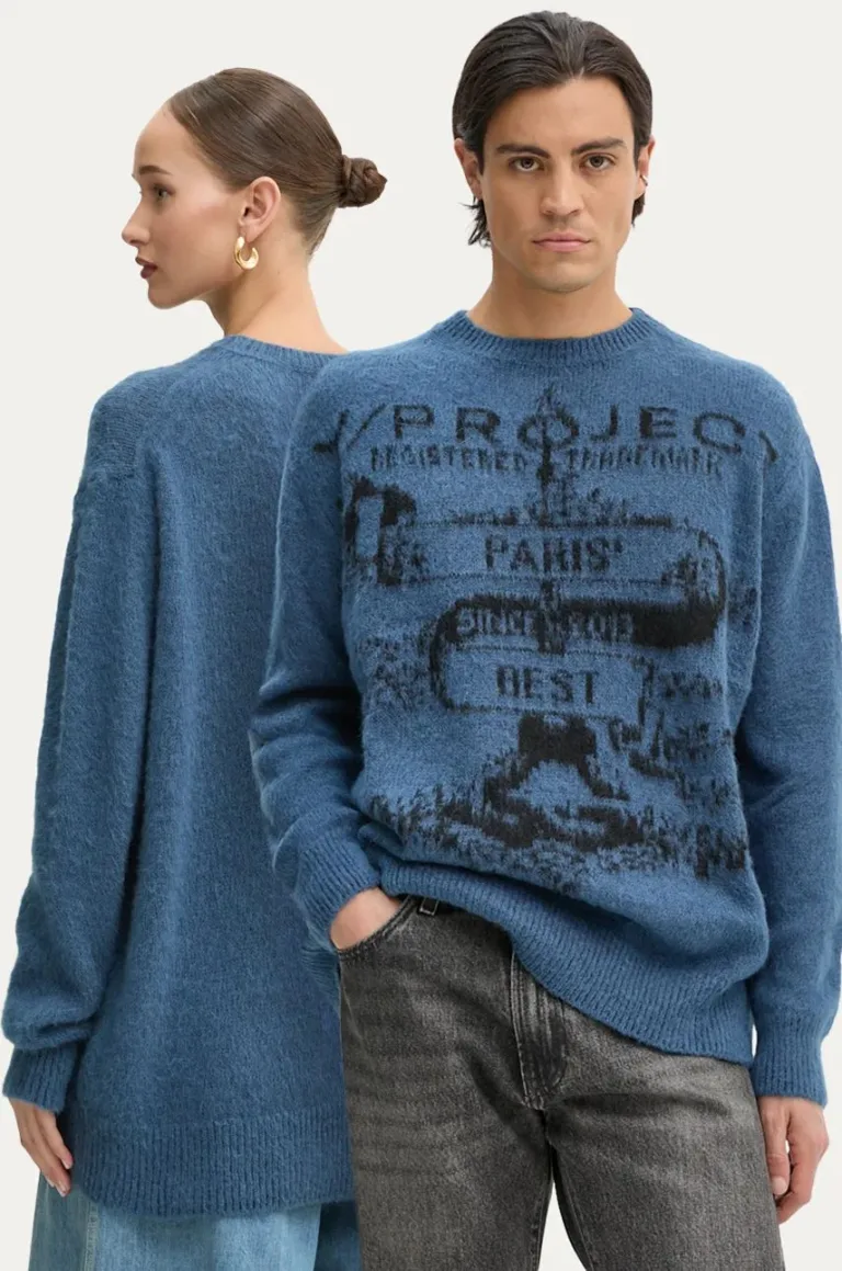 Y/Project pulover cu un strop de mohair PARIS' BEST JACQUARD PULLOVER light