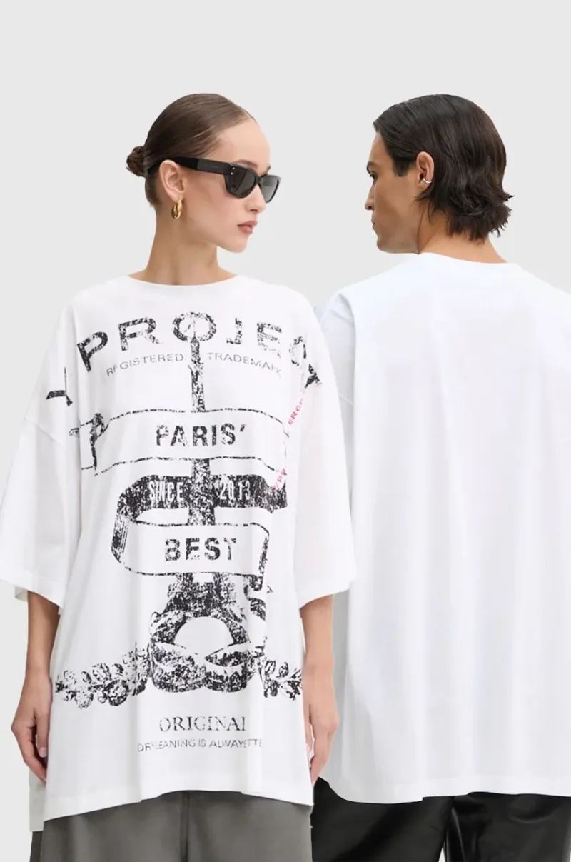 Y/Project tricou din bumbac EVERGREEN PARIS' BEST PINCHED T-SHIRT culoarea alb