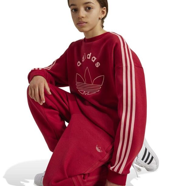 adidas Originals bluza copii CREW culoarea rosu