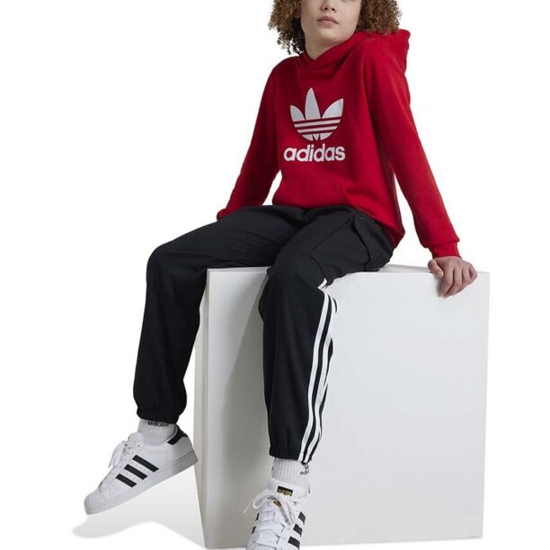 adidas Originals bluza copii TREFOIL HOODIE culoarea rosu