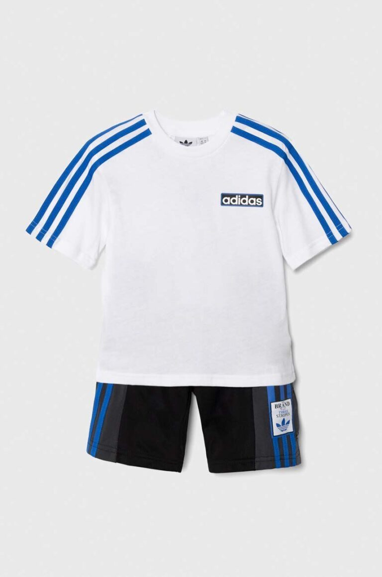 adidas Originals compleu copii SHORT TEE SET culoarea alb