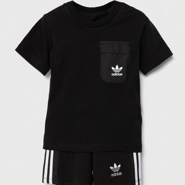 adidas Originals compleu copii SHORT TEE SET culoarea negru