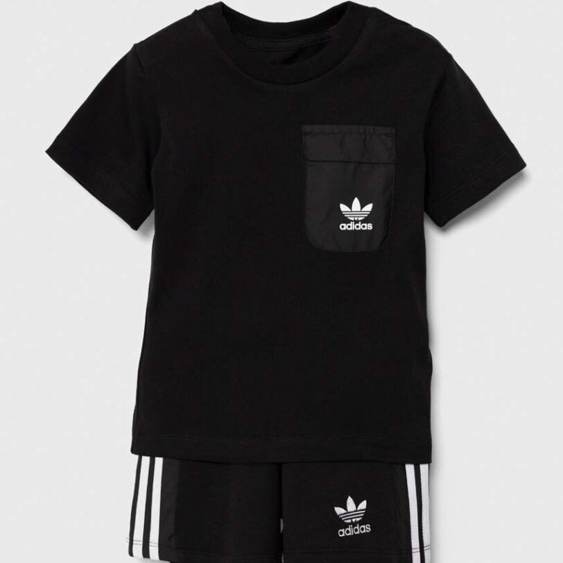 adidas Originals compleu copii SHORT TEE SET culoarea negru