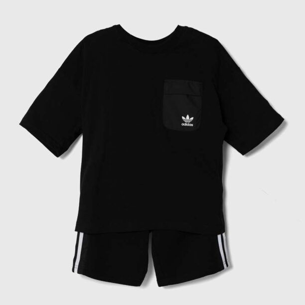 adidas Originals compleu copii SHORT TEE SET culoarea negru