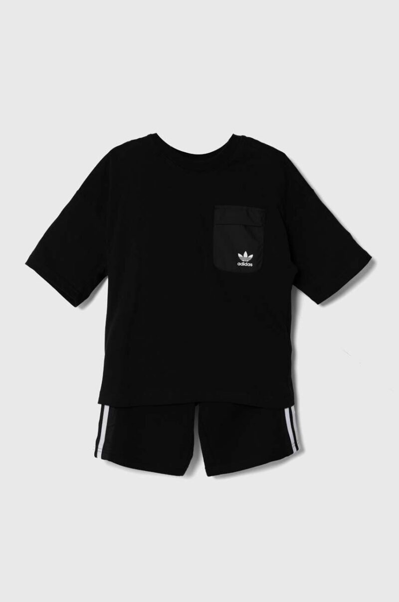 adidas Originals compleu copii SHORT TEE SET culoarea negru