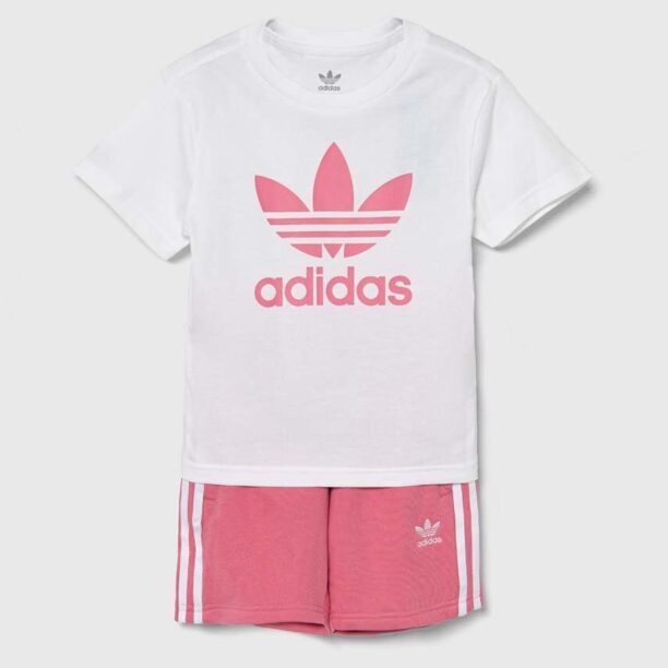 adidas Originals compleu copii SHORT TEE SET culoarea roz