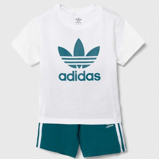 adidas Originals compleu copii SHORT TEE SET culoarea verde