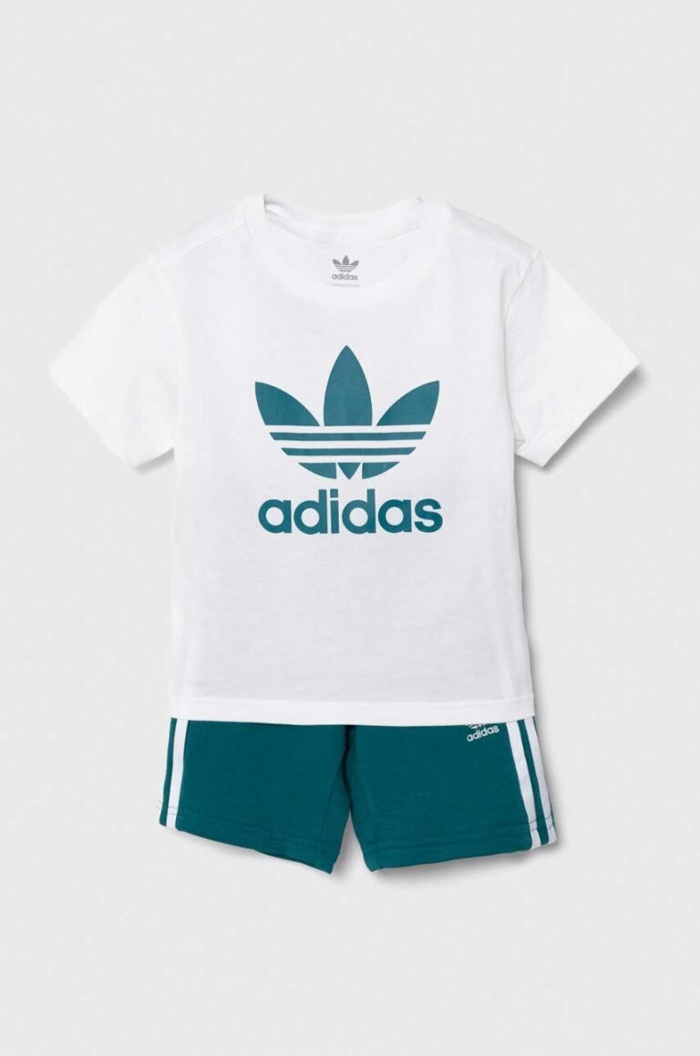 adidas Originals compleu copii SHORT TEE SET culoarea verde