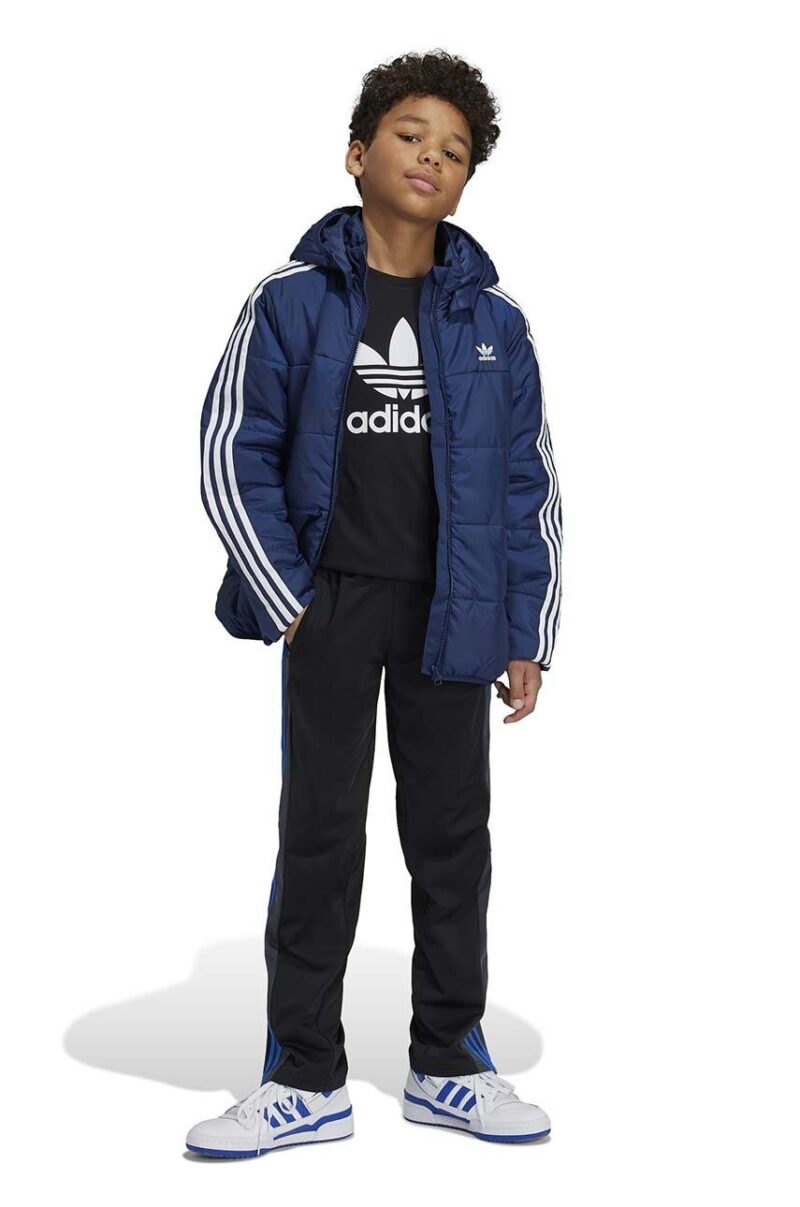 adidas Originals geaca copii PADDEDACKET culoarea albastru marin