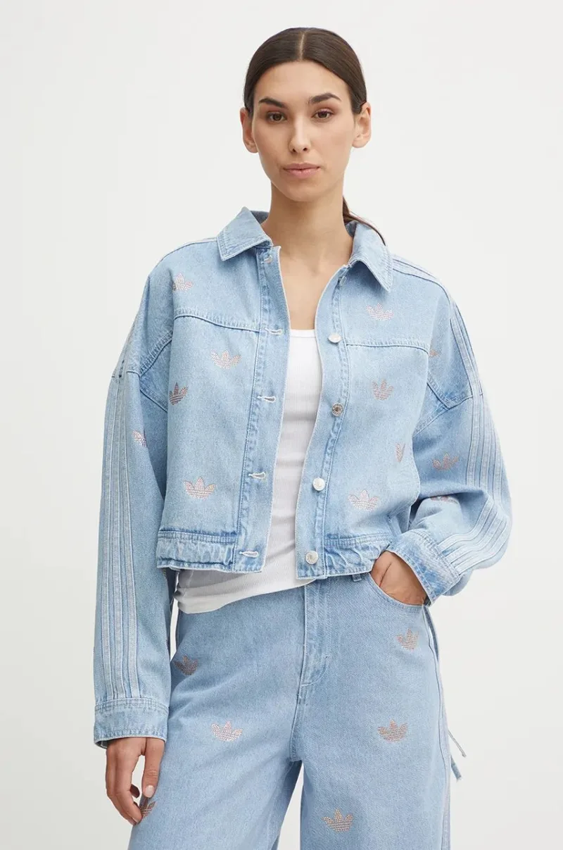 adidas Originals geacă din denim Femme Galore Denim Rhinestone Jacket femei